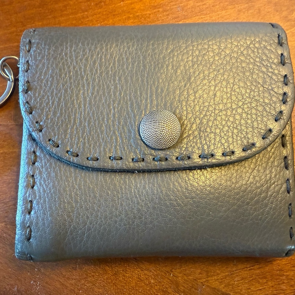 Lucky Brand Charcoal Grey Leather Wallet Purse